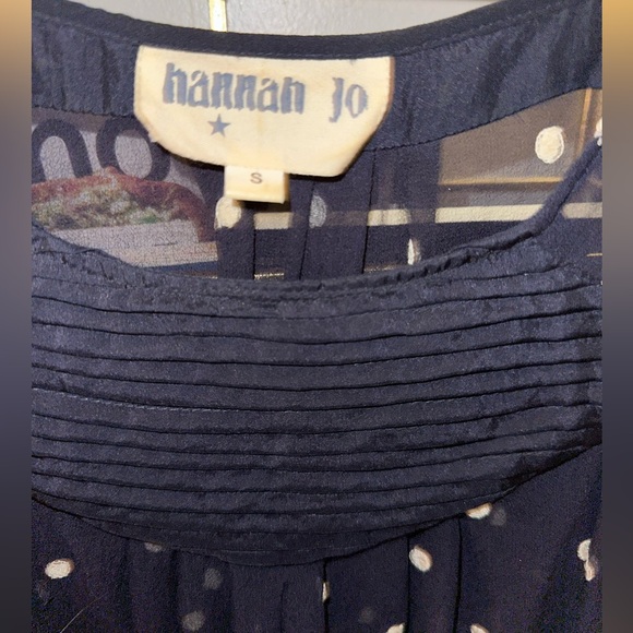 Stunning Anthropologie 100% Silk Navy and White Polka-Dot Embroidered Blouse - Picture 2 of 7